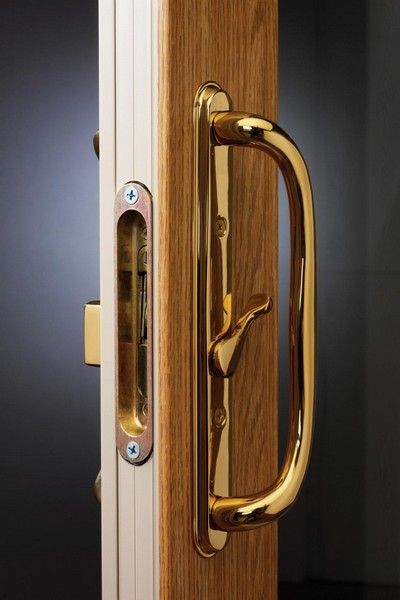 Interior View | Polished Brass Handle & Lock (Standard on Woodgrains and Two-Tone Doors)